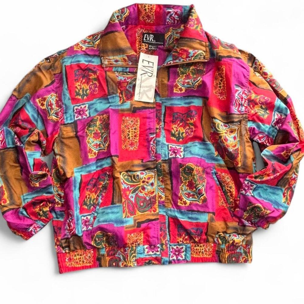 80s vintage multi coloured bomber jacket